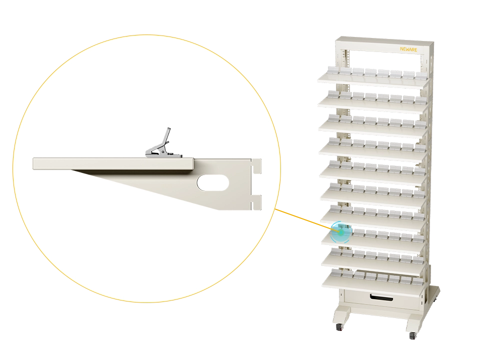 NEWARE battery holder is designed to accommodate battery clamps for securing batteries during testing