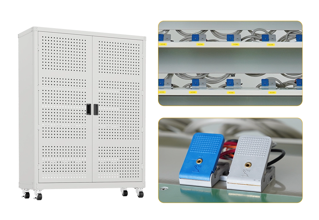 The fixtures in the NEWARE battery rack are made with fiberglass silicone sleeves, capable of withstanding high temperatures up to 200°C