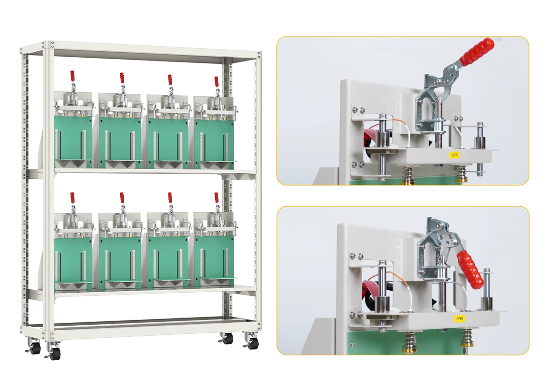 NEWARE-prismatic cell rack offers 8 battery testing channels that are easy to adjust