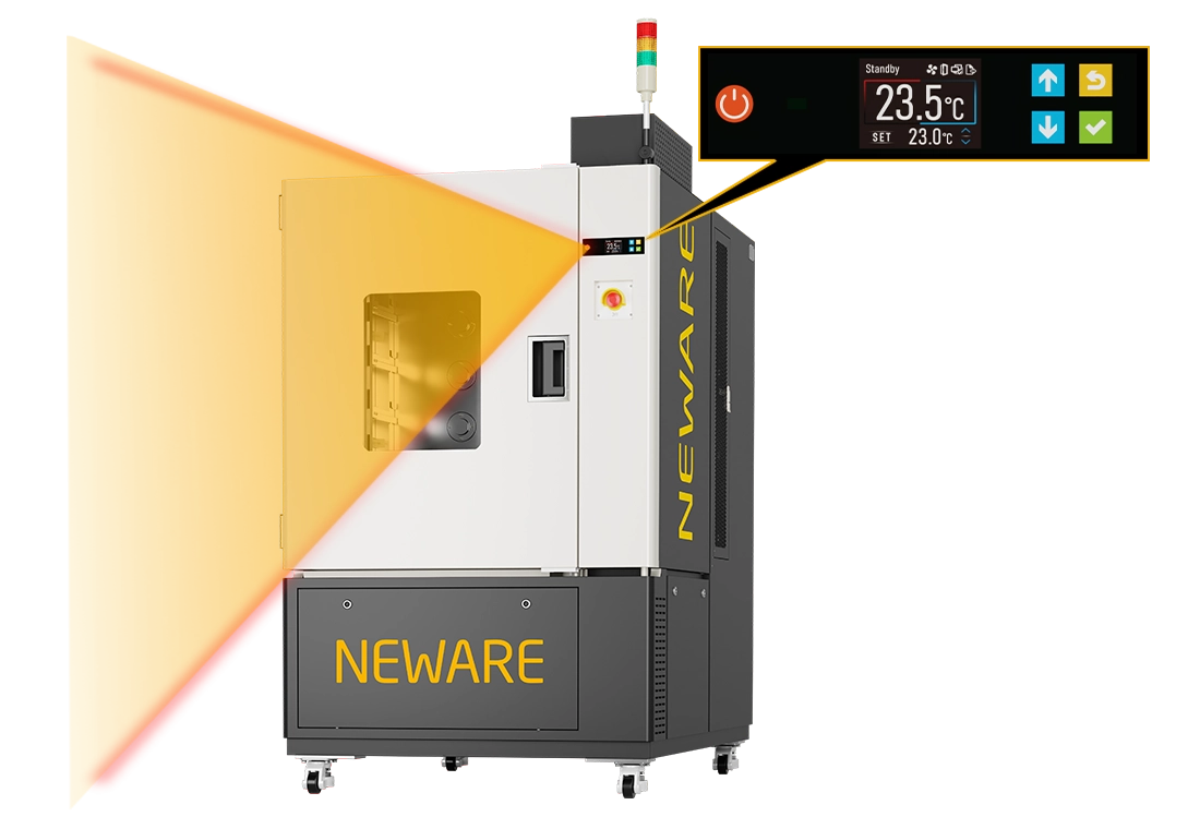 NEWARE-WHW-500-5V6A80CH-380V-3C battery tester features a touch LCD screen design and human body sensing