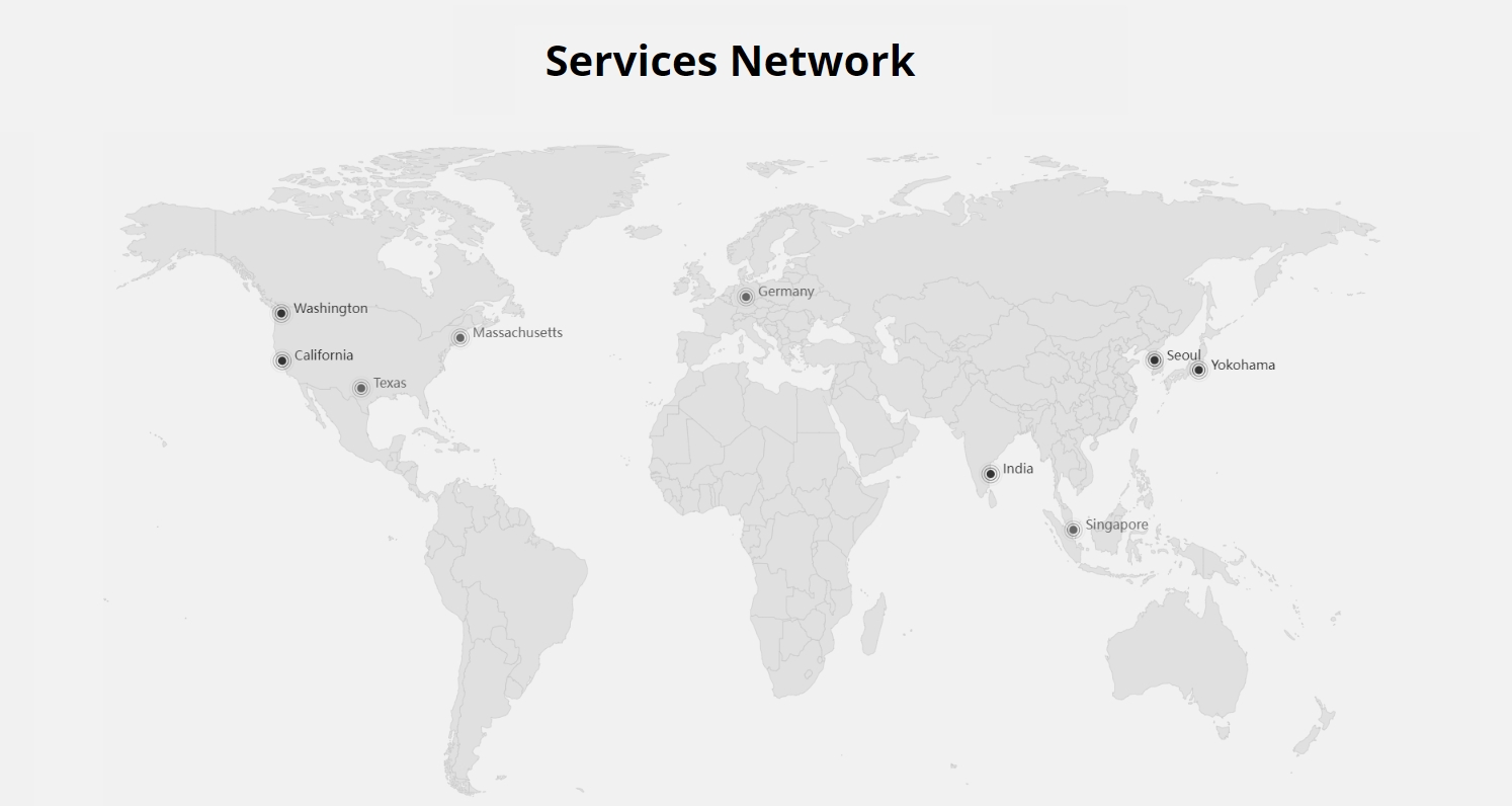 NEWARE global service support map