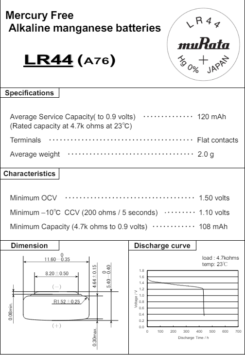 LR44 Battery Equivalent, AG13 Battery, A76, 357, 76A Battery