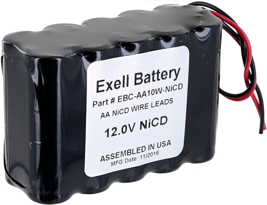 12 volt Nickel-Cadmium (Ni-Cd) battery